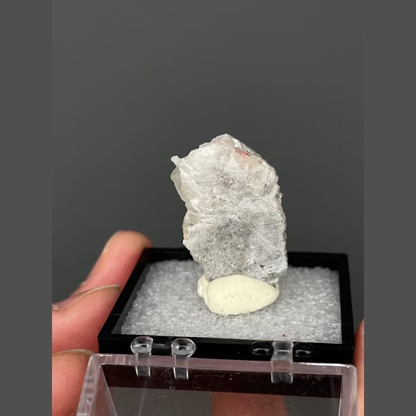 Small frosted white calcite crystal from Shimen, Hunan — detail view