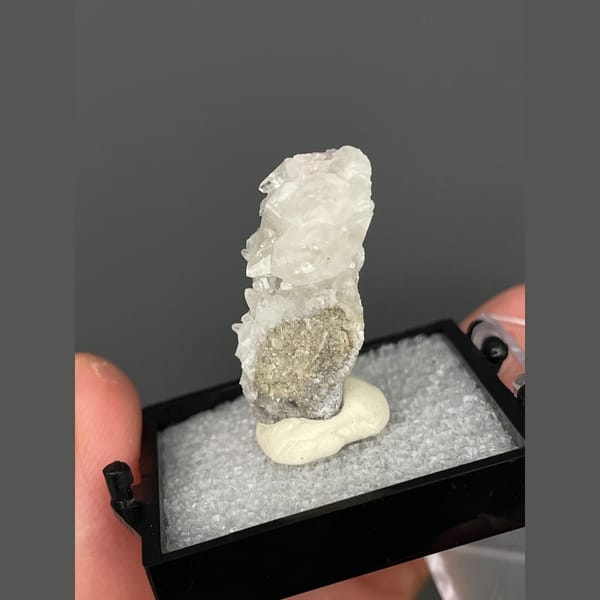 Small frosted white calcite crystal from Shimen, Hunan — detail view