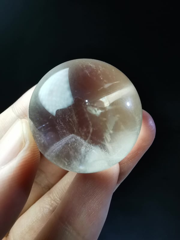 Blue Needle Quartz Sphere with Snow-Mountain Veil — complete mineral specimen view 7