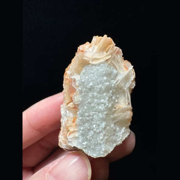 Sugar quartz with red petal calcite from Inner Mongolia — alternate view