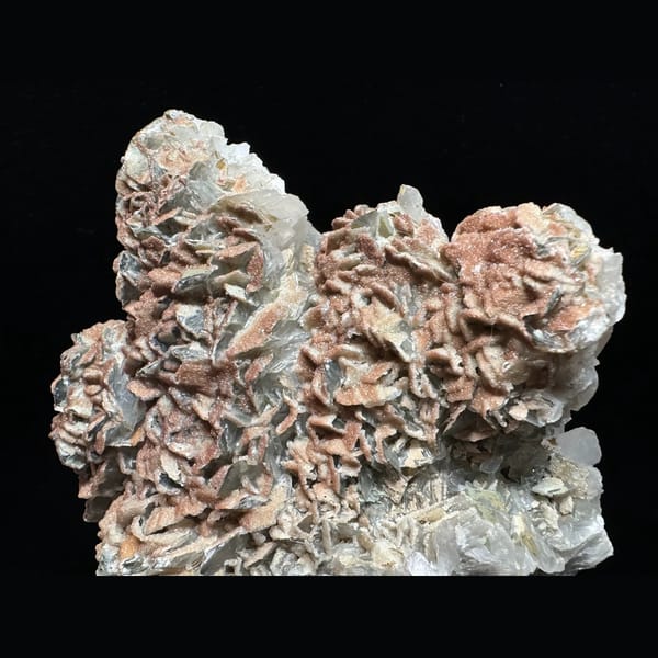 Large green-skinned quartz with petal calcite from Inner Mongolia — complete view