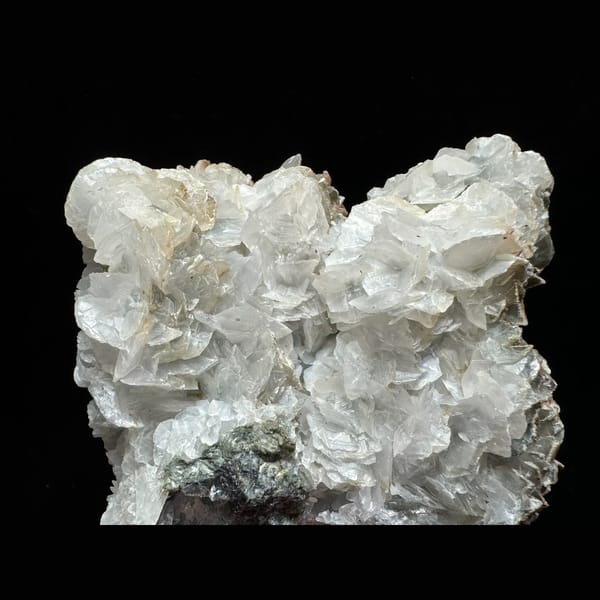 Large green-skinned quartz with petal calcite from Inner Mongolia — alternate view