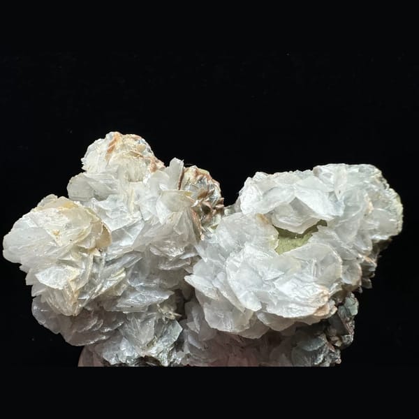 Large green-skinned quartz with petal calcite from Inner Mongolia — alternate view