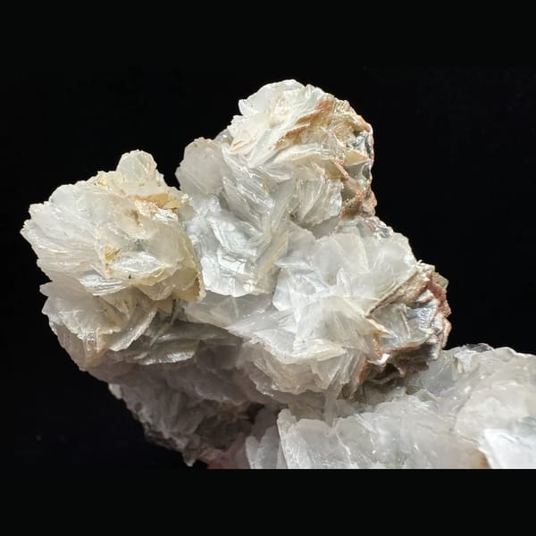 Large green-skinned quartz with petal calcite from Inner Mongolia — detail view