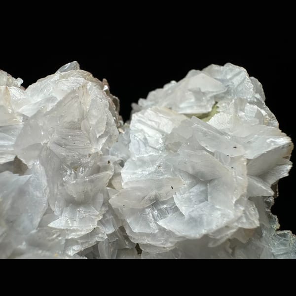 Large green-skinned quartz with petal calcite from Inner Mongolia — detail view