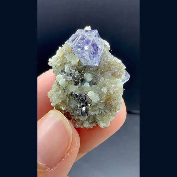Purple Phantom Fluorite with Mica Yaogangxian 2.7 cm — complete view