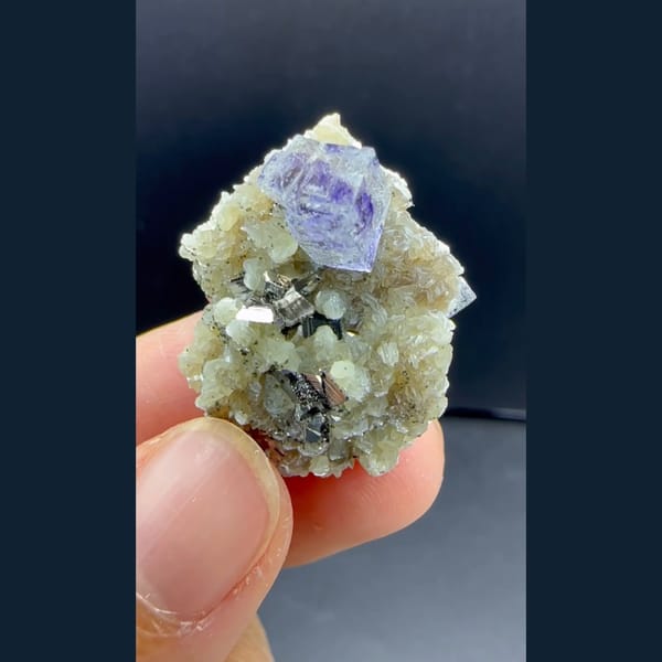 Purple Phantom Fluorite with Mica Yaogangxian 2.7 cm — detail view