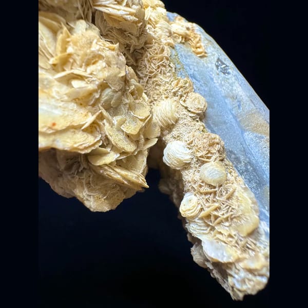 Quartz with golden petal calcite from Inner Mongolia — detail view