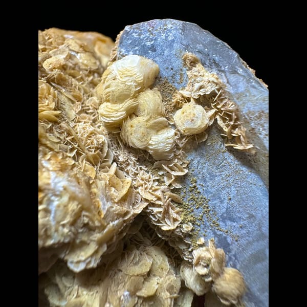 Quartz with golden petal calcite from Inner Mongolia — detail view