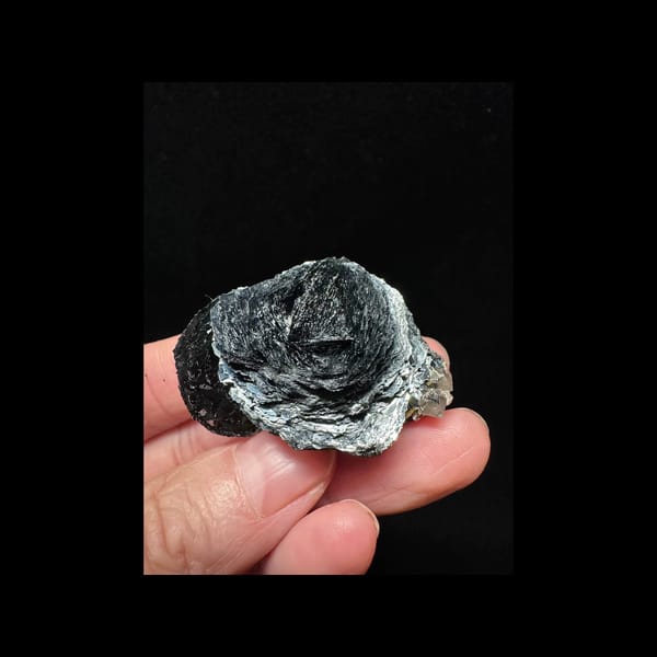 Specular hematite rosette from Inner Mongolia — complete metallic plate face