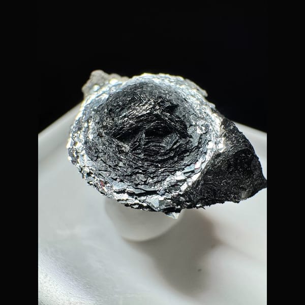 Specular hematite rose from Inner Mongolia — alternate view