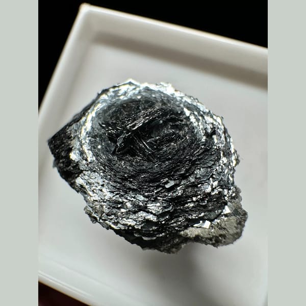 Specular hematite rose from Inner Mongolia — alternate view