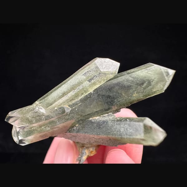 Green phantom quartz cluster from the Himalaya, Nepal — complete view