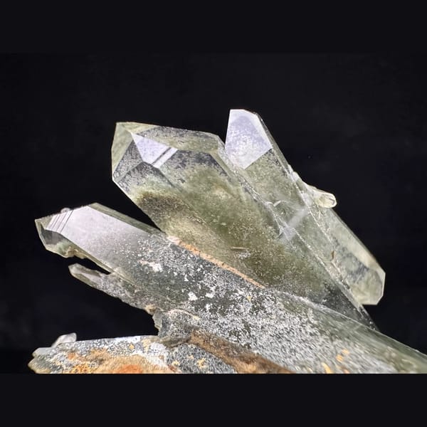 Green phantom quartz cluster from the Himalaya, Nepal — alternate view
