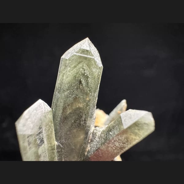 Green phantom quartz cluster from the Himalaya, Nepal — alternate view