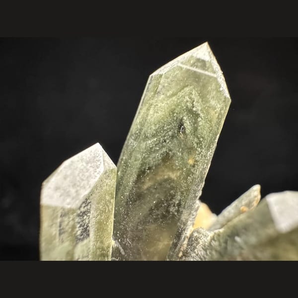 Green phantom quartz cluster from the Himalaya, Nepal — detail view