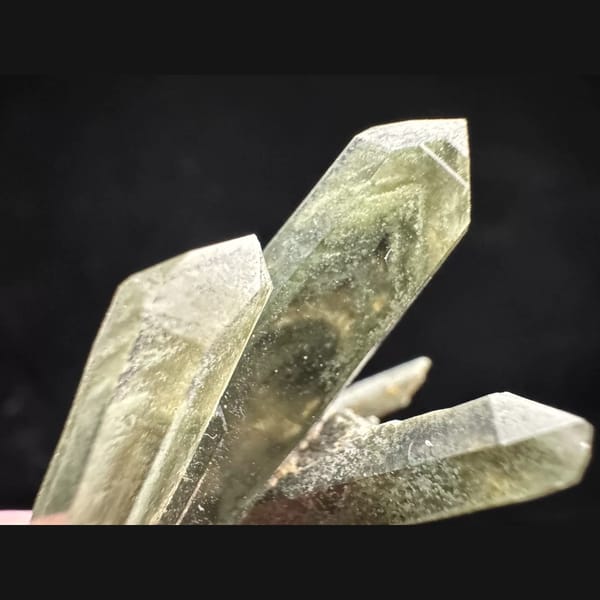 Green phantom quartz cluster from the Himalaya, Nepal — detail view