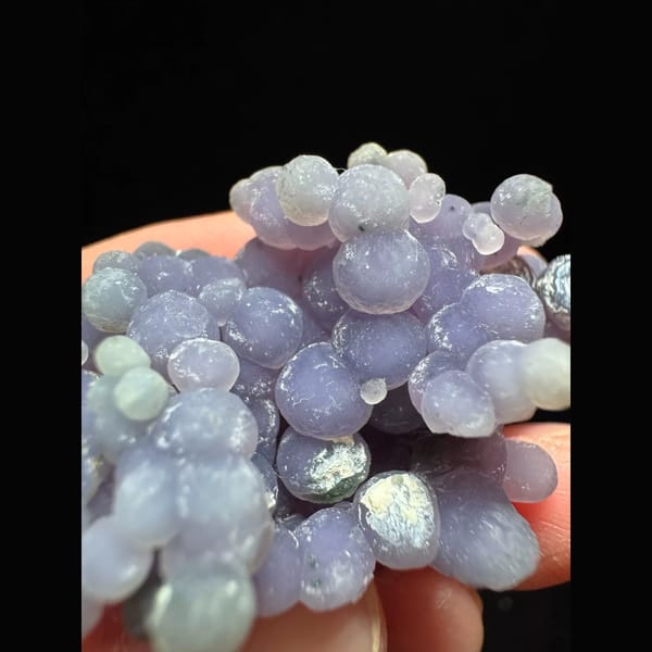 Purple grape agate cluster from Indonesia — complete view