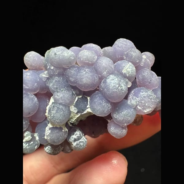 Purple grape agate cluster from Indonesia — detail view