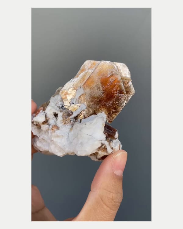 Complete reverse view of golden mica with topaz