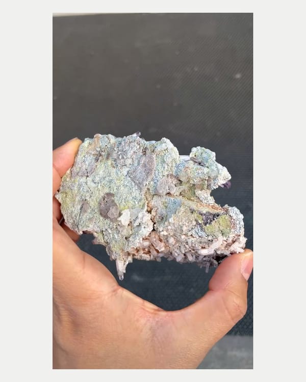 Complete underside view of purple Cruz quartz cluster