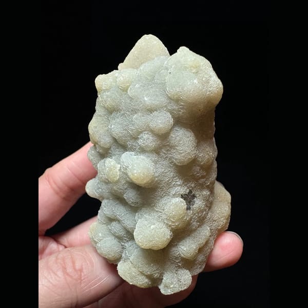 Quartz with lacy calcite crust from Inner Mongolia — alternate view