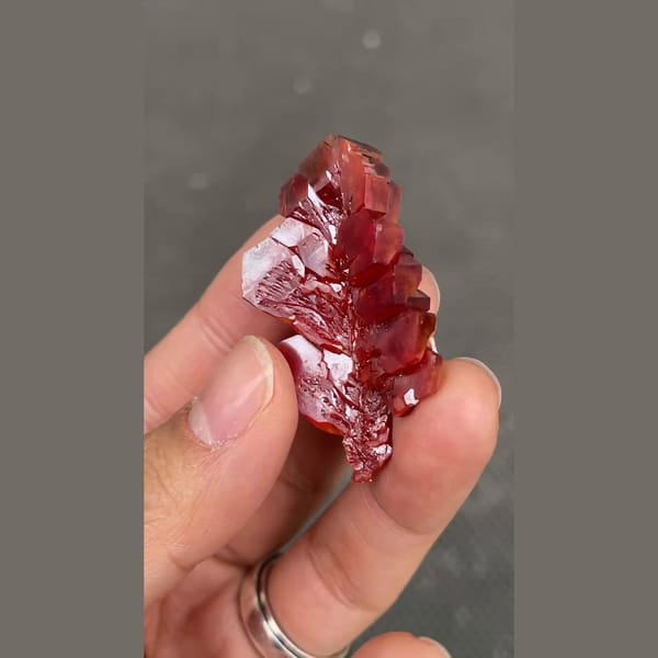 Large ruby red vanadinite crystal blade from Morocco — alternate view