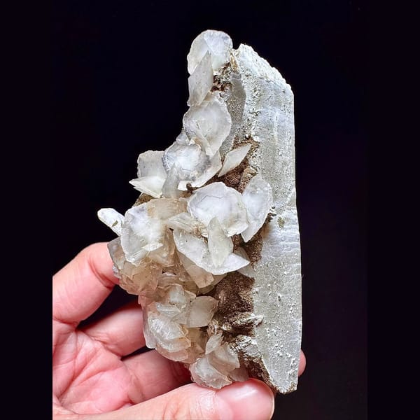 Large quartz with translucent petal calcite from Inner Mongolia — complete view