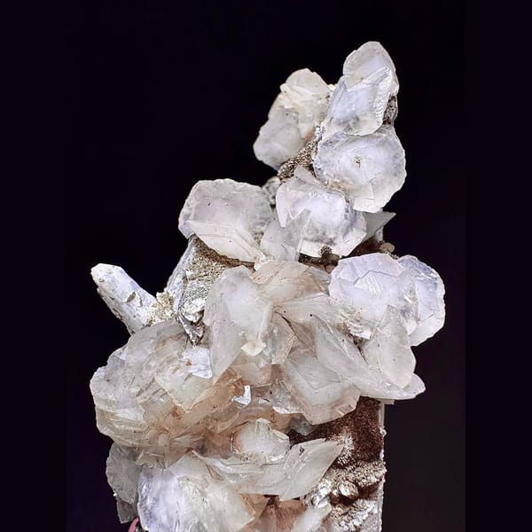 Large quartz with translucent petal calcite from Inner Mongolia — alternate view