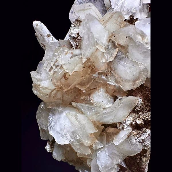 Large quartz with translucent petal calcite from Inner Mongolia — detail view