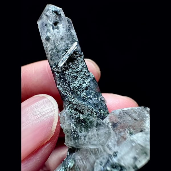 Green phantom double-terminated quartz from Inner Mongolia — alternate view
