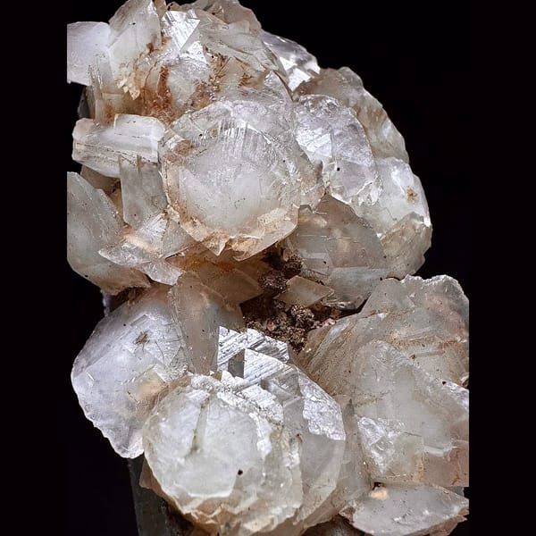 Quartz with translucent petal calcite puff from Inner Mongolia — detail view