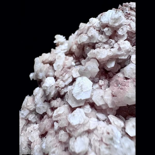 Sparkly quartz with pink layered petal calcite from Inner Mongolia — detail view