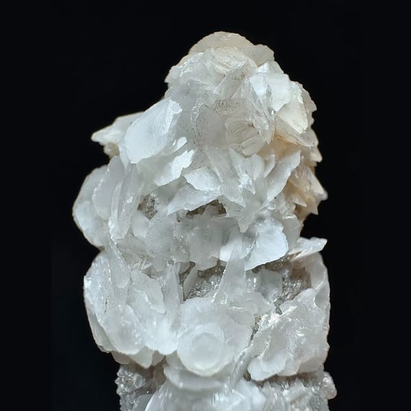 Sparkly quartz with two-tone petal calcite from Inner Mongolia — detail view