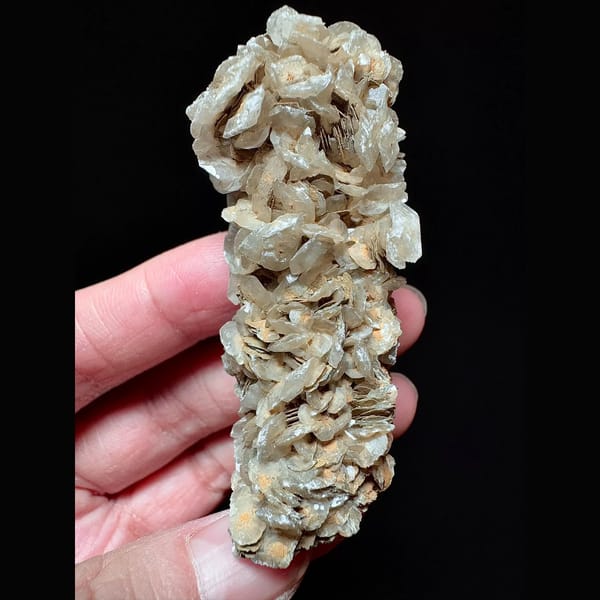 Quartz floater with pale green petal calcite from Inner Mongolia — complete view