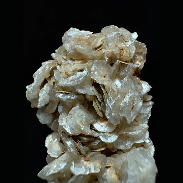 Quartz floater with pale green petal calcite from Inner Mongolia — detail view