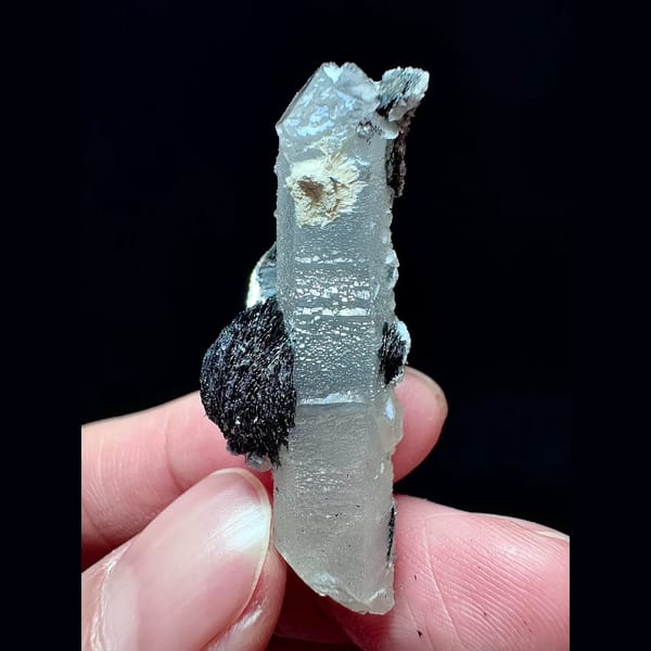 Velvety quartz with hematite rose and calcite from Inner Mongolia — alternate view