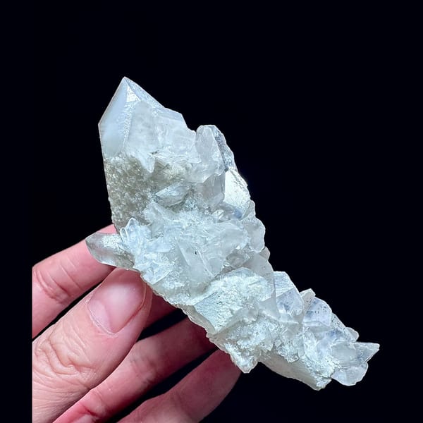 Phantom quartz with petal calcite from Yaogangxian — alternate view