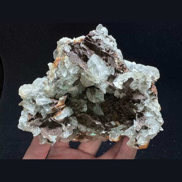 Butterfly petal calcite with iron minerals from Guizhou — alternate view