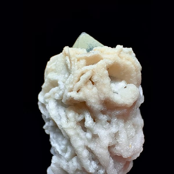 Green-skinned quartz with petal calcite from Inner Mongolia — alternate view