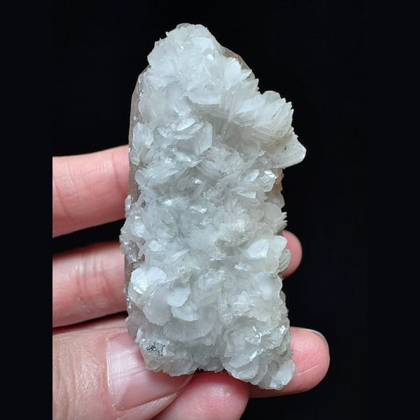 Sparkly quartz floater with petal calcite from Inner Mongolia — alternate view