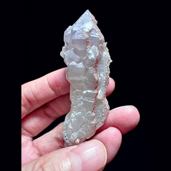 Amethyst castle quartz floater with calcite balls from Inner Mongolia — alternate view