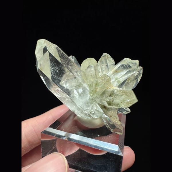 Green phantom quartz cluster from Pakistan — complete view