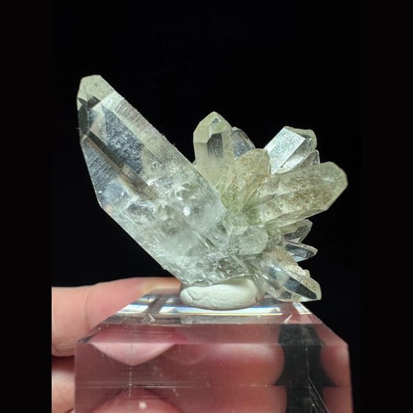 Green phantom quartz cluster from Pakistan — alternate view