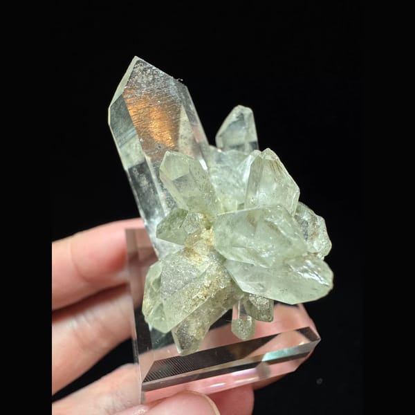Green phantom quartz cluster from Pakistan — alternate view