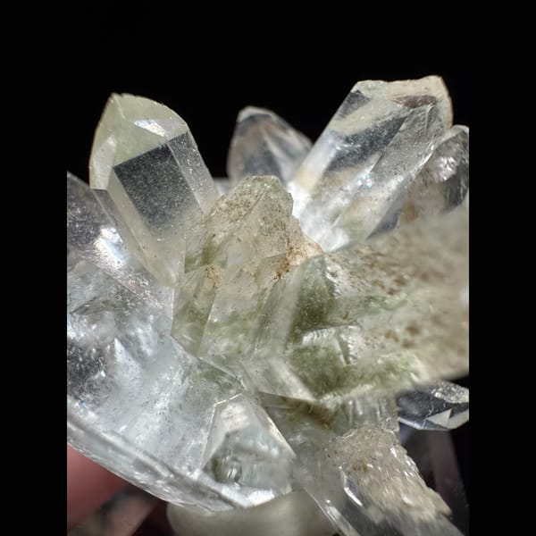 Green phantom quartz cluster from Pakistan — detail view