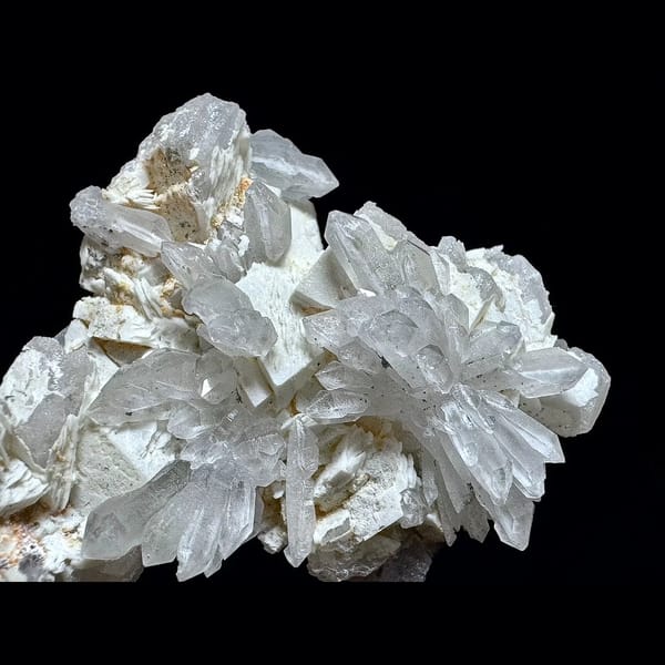 Quartz with bladed calcite and hematite from Inner Mongolia — alternate view