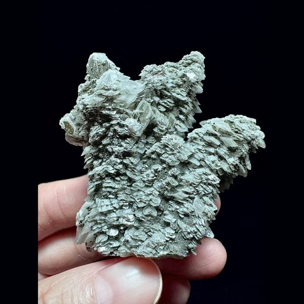 Quartz with layered petal calcite from Inner Mongolia — alternate view