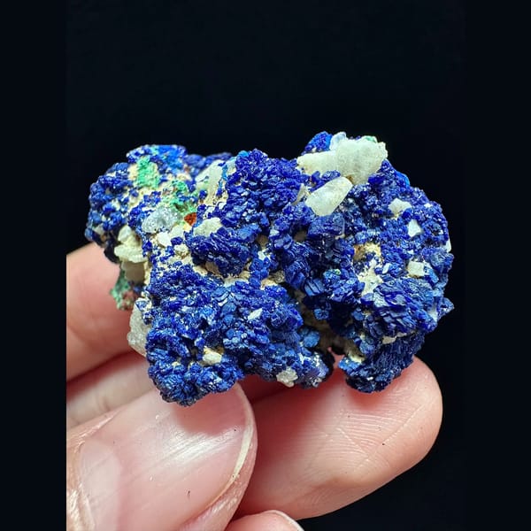 Azurite with quartz and malachite from Morocco — alternate view