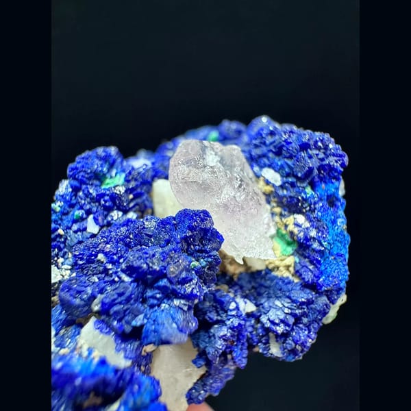Azurite with quartz and malachite from Morocco — alternate view